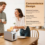 2 Slice Touch Screen Toaster, Stainless Steel Toaster with Wide Slots for Bagels and Bread, Reheat/Defrost/Cancel Functions, Removable Crumb Tray, Silver