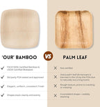 Bambu Pack of 25 - 11 Inch Disposable Bamboo Plates Square, Biodegradable Eco Friendly Products, Bamboo Disposable Plates for Events, Compostable