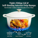 Larder & Vine Enameled Cast Iron 5.7qt Dutch Oven Pot with Lid | Bread Baking | Compatible on All Cooktops & Oven Safe to 500° F | Great for Sourdough Bread | White