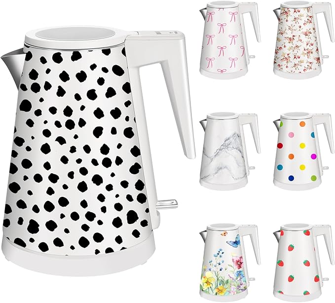 1.2L Double Wall Stainless Steel Interior Water Boiler, Cordless, 1000W Fast Boil with LED Light Coffee Pot & Tea Electric Kettle, Auto Shut-Off and Boil-Dry Protection (Leopard)