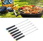 6PCS Stainless Steel Fondue Forks, Fondue Sticks, Smore Sticks with Heatproof Handle for Chocolate Fountain Cheese Roast Marshmallows Dessert Fruits