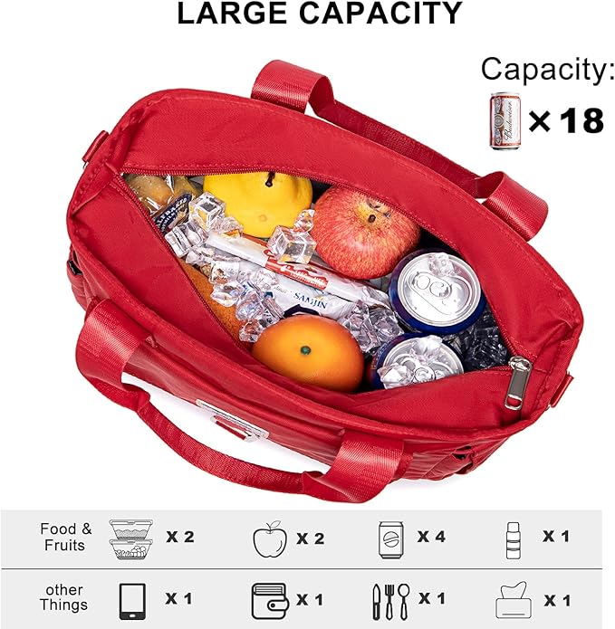 Weitars Insulated Lunch Bag for Women,Leak Proof Lunch Box for Work,Extra Large Lunch Tote Bag With Removable Shoulder Strap with Side Pockets,Reusable Lunch Cooler Bag For Picnic Hiking