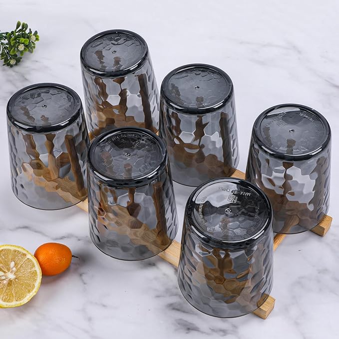 BPA-Free Plastic Tumblers 6 Pack (6x16oz) | Reusable Dishwasher Safe | Stackable Shatterproof Cups | Plastic Drinkware & Drinking Tumblers for Restaurant, Home, Party