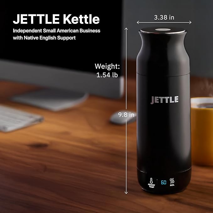 Electric Kettle - Travel Portable Heater for Coffee Tea Milk Soup - Stainless Steel Travel Water Boiler tea pot with Temperature Control - LED - Automatic Power Off - 450ml - Kitchen Appliance