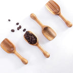 Wooden Coffee Scoop for Ground Coffee,4pcs Coffee Measuring Scooper for Beans Powder Tea Shovel,Small Wood Spoons Multipurpose for Jars Canisters,Kitchen Spice Pepper Condiment Powder Shovel
