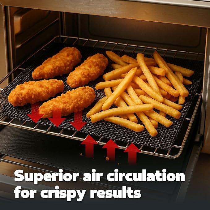 Cooks Innovations Toaster Oven Non Stick Liner & Crisper Set - Get Crispy Food Every Time - Easy Clean Up - Premium Crisping Sheet with Nonstick Oven Liner for Toaster Oven (9 x 11)