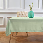 Solino Home Linen Tablecloth for Rectangle Tables 60 x 90 Inch - Classic Hemstitch 100% Pure Linen Light Green Table Cloth - Machine Washable Cloth Tablecloth for Summer