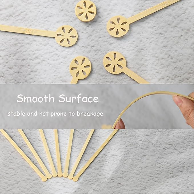 TreeMVI- 200PCS Disposable Coffee Stirrers 7IN Bamboo Coffee Stir Sticks with Round Ends for Mixing Drink,Cocktails,Milk Tea