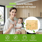 Large Bamboo Cutting Boards Set of 4 for Kitchen, Bamboo Charcuterie Chopping Board with Holder Non Slip, Steak Serving Tray with Juice Groove, Big Butcher Block for Cheese, Ideal for Gift