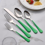 Grass Green Silverware Set 20 Piece 18/0 Stainless Steel Flatware Grass Green Handle Cutlery Set Service for 4 Fork Knife Spoon Set Mirror Finish Dishwasher Safe