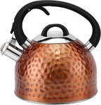 Copper Tea Kettle Stainless Steel Teapot Whistling Kettle Unique Button Control Kettle Outlet Loud Whistle Food Grade Teapot 3.2 Quart / 3 Liter Bronze