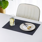 LEXMORE Placemats Set of 6 Vinyl/Plastic Woven Place Mats for Kitchen Table Indoor/Outdoor Washable Placemat Wipeable Dining Table Mats(Black)