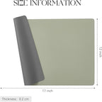 MOSAYT Vinyl Placemats Set of 6, Heat Resistant Place Mats 100% Waterproof Washable & Wipeable Faux Leather Reversible Table Mats for Kitchen Dining Party Outdoor, 12" x 17", Light Grey/Sage Green