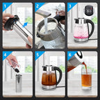 Aigostar Electric Kettle, Tea Kettle with Temperature Control and Tea Infuser, 1500W Hot Water Kettle with Variable Temperature, Keep Warm Function, LED Indicator Light Change, Auto Shut-Off, 1.7L