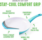 GreenLife Non Stick Fry Pan Set (7" & 10"), Non-Toxic PFAS-Free Ceramic Skillets, Dishwasher & Oven Safe, Egg Omelet Frying Pans, Stay- Cool Handles, Kitchen Home Cooking Essentials, Caribbean Blue
