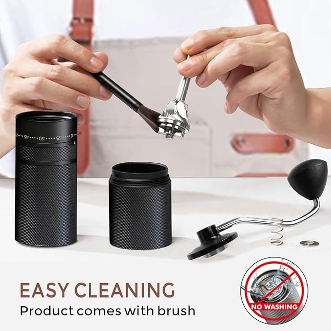 Manual Coffee Grinder with 60 Adjustable Speed Coarse, Portable Hand Coffee Bean Mill with Double Bearing Positioning, Manual Grinder for Travel Camping Office Espresso Pour Over