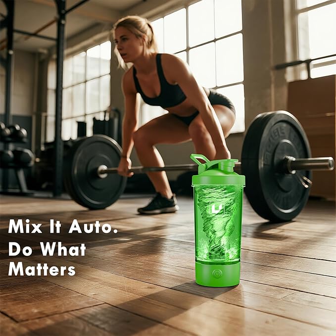 Electric Shaker Bottle USB C Rechargeable Protein Shaker Bottle Shaker cups for Protein Shakes Mixer with 24oz BPA Free Tritan Meal Replacement Shakes Made with Tritan Portable Blender Cup (Green)
