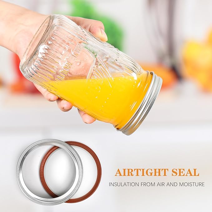 12 Pack 32 oz Wide Mouth Mason Jars - Heavy Duty Glass Storage Jars with Airtight & Leak Proof Lids for Pickling, Canning, Food Storage, Flour, Sugar, Pasta, Oats & DIY Projects (12pack 32oz)