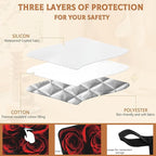 2PCS Rose Pot Holder with Loop,Abstract Red Black Rose Heat Resistant Oven Pads, Hot Pat for Kitchen Cooking Baking Food