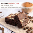 Walfos Silicone Brownie Pan 9-Cavity Non-stick Square Baking Pan, Perfect for Brownies, Cornbread, Muffin and Cakes, BPA Free and Dishwasher Safe, Set of 2