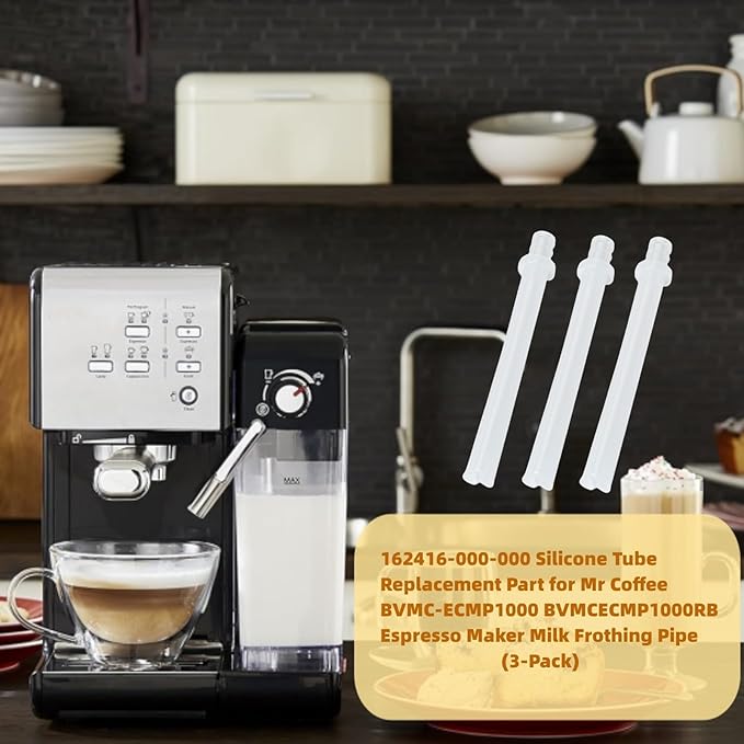 162416-000-000 Silicone Tube (3.54") Replacement Part for Mr Coffee BVMC-ECMP1000 BVMCECMP1000RB Espresso Maker (3-Pack)