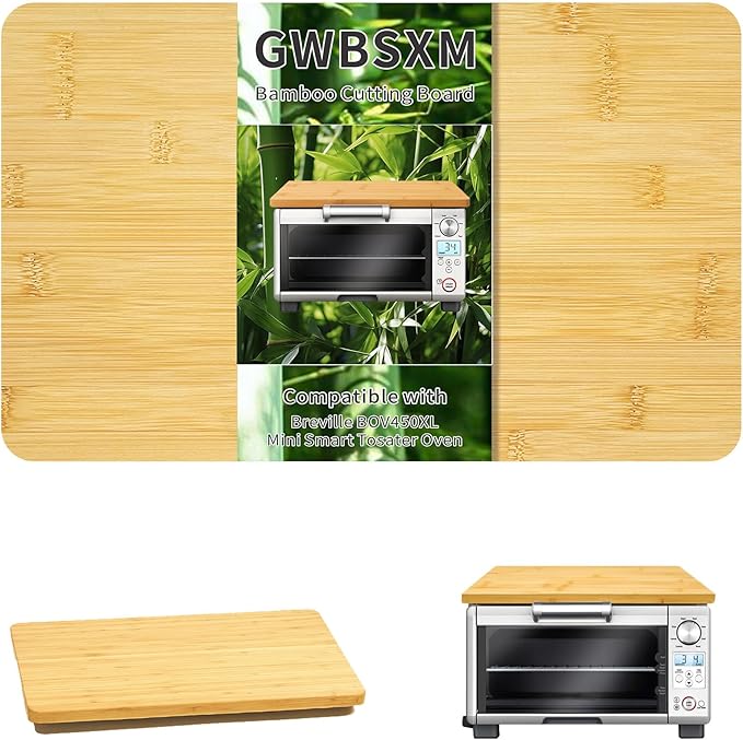 Bamboo Cutting Board, 15.2"L x 9.5"W Toaster Oven Accessories With Heat-Resistant Non-Skid Silicone Feet for Breville BOV450XL Mini Smart Toaster Oven Countertop Convection Oven,Natural Bamboo