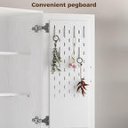 IRONCK 71" Kitchen Pantry Storage Cabinet with Storage Rack, Pegboard Doors, 4 Adjustable Shelves, Food Pantry Cabinet, Freestanding Tall Cupboard for Dining Room, Kitchen, White