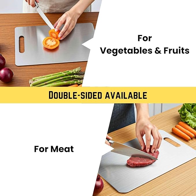 Titanium Cutting Board, 100% Pure Titanium Cutting Boards for Kitchen – Non Stick, Food-Grade, Hygiene & Durability Chopping Mat, Double Sided Chopping Board, Dishwasher Safe (12 x 8 inch)