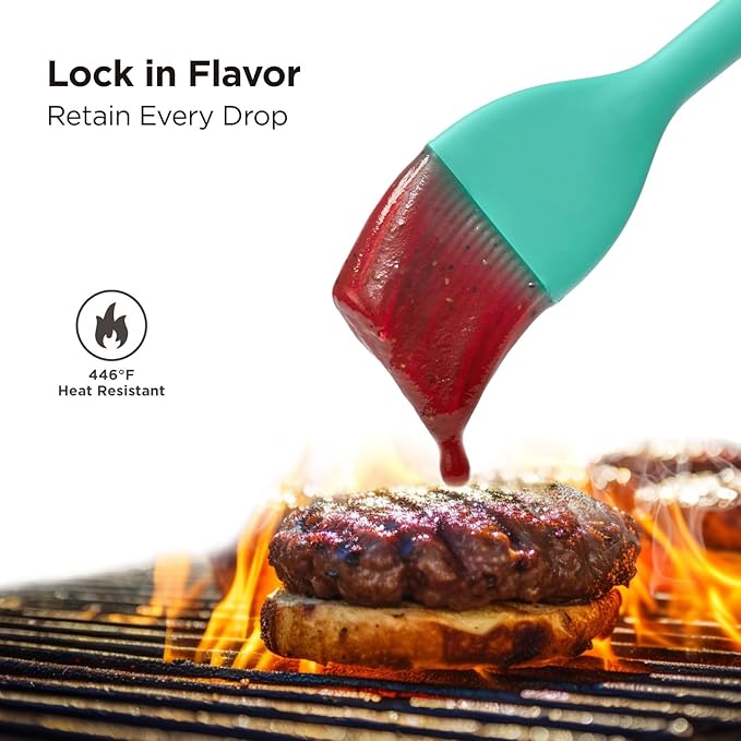 Kitchen Mama WaltzGrip Platinum Silicone Basting Pastry Brush: Set of 2 Heat-Resistant Brushes Utensils for Cooking, Baking, Grilling, Barbecue, and Spreading Oil, Butter, Egg - Dishwasher-Safe (Teal)