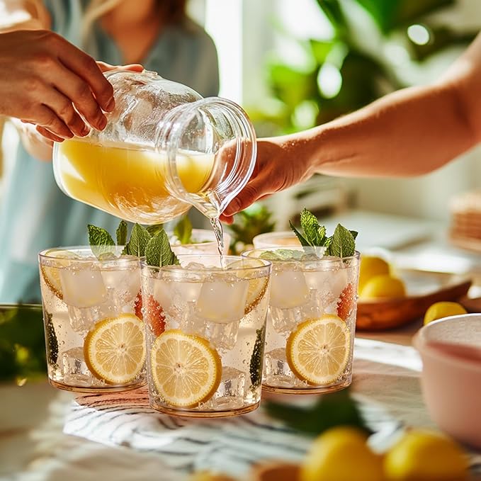 Liacere Plastic Drinking Glasses (Set of 12) 14 oz Brown Reusable Plastic Glasses Colors，Kitchen Water Glasses Cup, Bar Tumbler Glassware Set for Beer, Juice, Cocktail, Whiskey, Milk