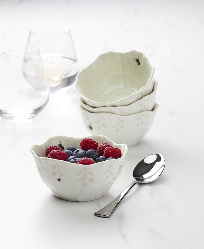 Lenox 897162 Butterfly Meadow Floral Dessert Bowls, Green, Set of 4