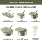 VONIKI Ceramic Cookware Set - Nonstick Pots and Pans With Kitchen Utensils, Non-Toxic, Induction Compatible, Dishwasher and Oven Safe