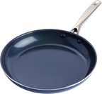 Blue Diamond 12" Nonstick Frying Pan Skillet, Diamond Infused PFAS & PTFE-Free Ceramic Pot, Dishwasher & Oven Safe, Stay Cool Handle, Durable Non Toxic Metal Utensil Safe, Egg & Omelet Pan, Blue