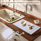 Coolcandy 24x16" Large Stone Dish Drying Mat, Quick Drying Mat Kitchen Counter, Foldable Kitchen Drying Mat, Diatomaceous Earth Stone Drying Mat, Collapsible Dish Mat Kitchen Mat For Drying