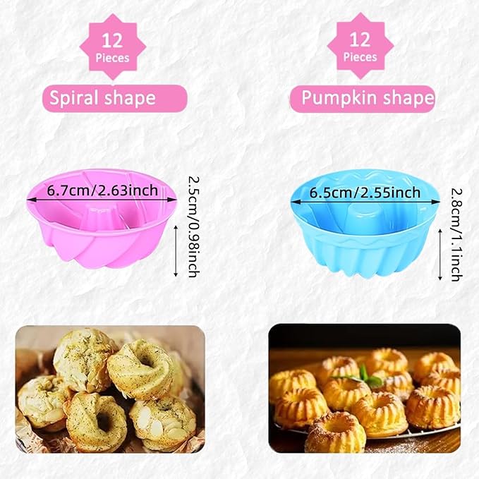 28 Pieces Silicone Fluted Loaf Pan set,Non-Stick Kitchen Oven Baking Pans, BPA Free Silicone Mold for Bread, Meatloaf, Cake, with 24 Pack mini Baking Cups