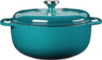 Lodge 6 Quart Enameled Cast Iron Dutch Oven with Lid – Dual Handles – Oven Safe up to 500° F or on Stovetop - Use to Marinate, Cook, Bake, Refrigerate and Serve – Lagoon