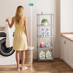 SINGAYE 5 Tier Shelf Wire Shelving Adjustable Storage Shelves Rack Standing Units for Kitchen Closet Laundry Bathroom Organizers Metal Pantry Narrow Mesh Gaps 10" D x 16" W x 55" H Gray