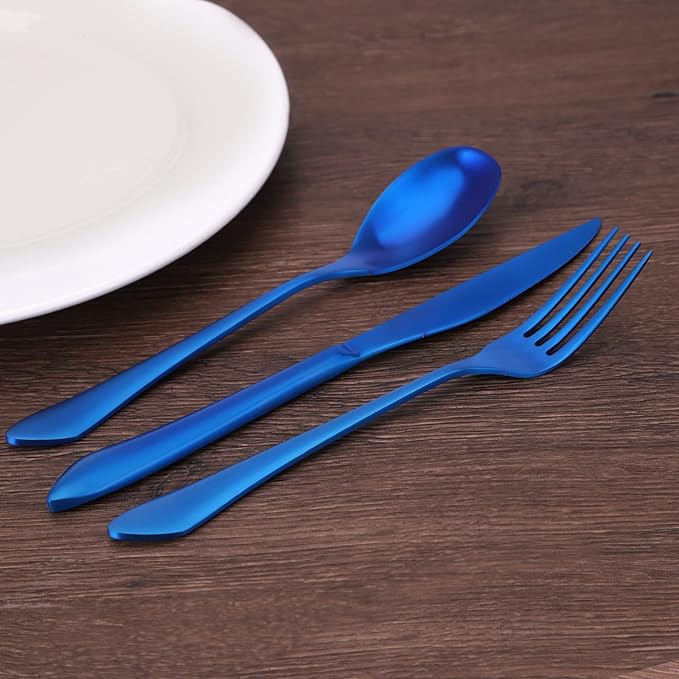 Matte Blue Silverware Set, 20-Piece Stainless Steel Flatware Set Service for 4, Satin Finish Tableware Cutlery Set for Home and Restaurant, Dishwasher Safe