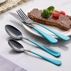 20-Piece Lake Blue Stainless Steel Silverware Set - 18/0 Cutlery, Dinner Knives, Forks, Spoons - Dishwasher Safe