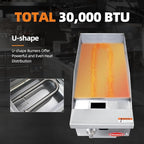 12" Commercial Countertop Griddle, Single Burners Gas Griddle, 30000 BTU Output, Stainless Steel Flat Top Grill Hot Plate with Natural Gas and Propane Conversion Kit for Restaurant, Food Truck