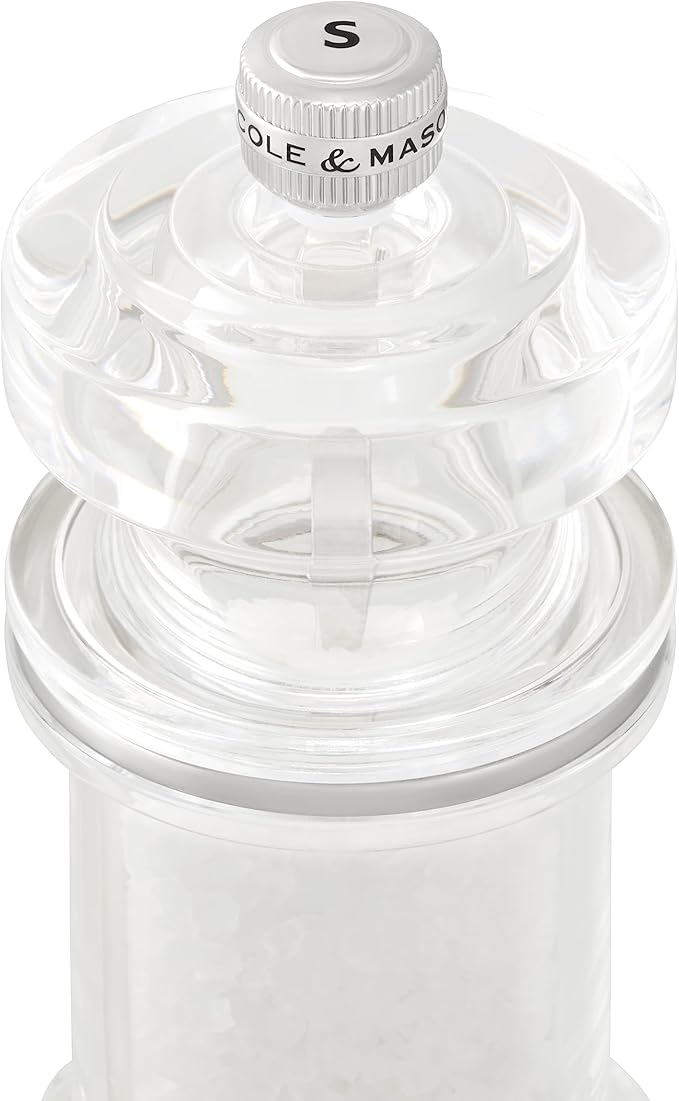 Cole & Mason 605 Refillable Spice Mill - Kitchen & Home Accessory - Table Salt Grinder - Salt Included - Acrylic - Salt Mill 4.5"