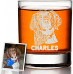 Personalized Dog Whiskey Glass - Engraved Pet Portrait Bourbon Glass - Christmas, Birthday Gifts for Men, Dog Dad - Pet Memorial Gifts, Pet Loss Gifts