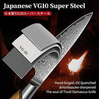 TIVOLI Damascus Paring Knife,VG-10 Fruit Knife with Razor Sharp Blade and Ergonomic Olive Wood Handle, Ideal for Home and Kitchen