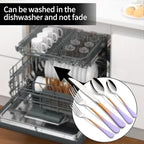 20-Pieces Color Silverware Sets for 4,Purple and Orange Handle Stainless Steel Cutlery Set, Include Forks Spoons and Knives Set, Dishwasher Safe Utensil Sets for Home Restaurant