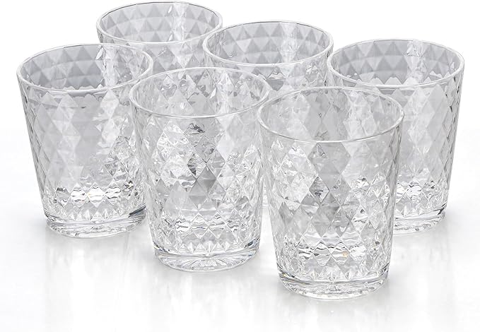 BPA-Free Plastic Tumblers 6 Pack (6x16oz) | Reusable Dishwasher Safe | Stackable Shatterproof Cups | Plastic Drinkware & Drinking Tumblers for Restaurant, Home, Party
