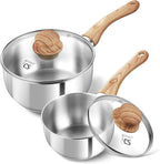 KOCH SYSTEME CS Saucepan Set 1QT & 2QT, Stainless Steel Saucepan with Heat-resistant Bakelite Handle, Premium Stainless Steel Pot Set, Induction Sauce Pan Sets 1QT & 2QT