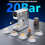 Espresso Machine 20 Bar,Touch Screen Espresso Maker with Steam Milk Frother,Stainless Steel Coffee Machine for Cappuccino Latte Americano Cold Brew,1350W Fast Heat Up System,Silver