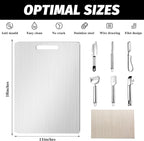 New Upgraded Titanium Cutting Board, Stainless Steel Cutting Boards For Kitche, Dishwasher Safe Double-sided Chopping Board with Peeler and Anti-slip Mat(18"L x 12"W)