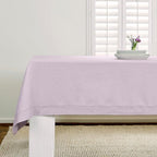 Solino Home Lilac Linen Tablecloth 60 x 90 Inch - 100% Pure Linen Hemstitch Table Cloth for Rectangle Tables - Classic Hemstitch, Machine Washable Tablecloth for Summer