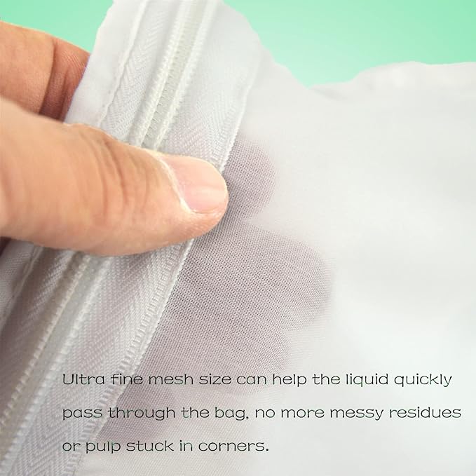 WMKGG Ultra Fine Mesh Strainer Bags, Reusable Mesh Filter Bags with Stainless Steel Handle Frame for Filter NutMilk, Coffee, Milk, Butter, Juices and Fresh Cheese (Medium Size)(7.5"Wx12.2"D)